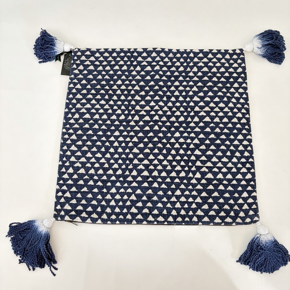 Villa by Classic Home Indigo Navy Blue Beige‎ 20 x 20 Pillow Cover Pottery Barn